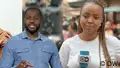 DW reporters George Okach and Flourish Chukwurah are seen onscreen