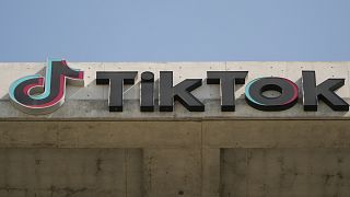 FILE - A TikTok sign is displayed on their building in Culver City, California.