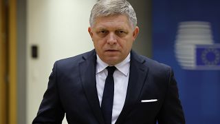 Slovakya Başbakanı Robert Fico Brüksel'deki AB zirvesinde yuvarlak masa toplantısı için geliyor, 1 Şubat 2024