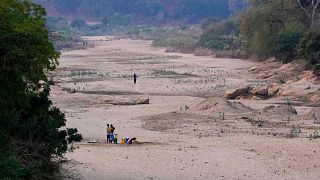 Um leito de rio seco em Lusitu, Zâmbia, quarta-feira, 18 de setembro de 2024.