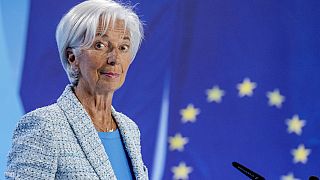 Avrupa Merkez Bankası Başkanı Christine Lagarde, Almanya'nın Frankfurt kentinde basın toplantısında, 6 Haziran 2024