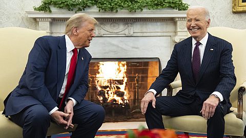 President Joe Biden meets with President-elect Donald Trump in the Oval Office of the White House, 13 November 2024