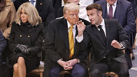 France's Emmanuel Macron and Donald Trump meet in Notre Dame, Paris, in December 2024