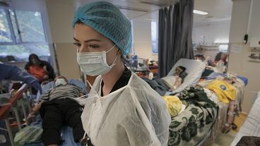 Ala de isolamento para a covid-19  em Bucareste, 22 de outubro de 2021
