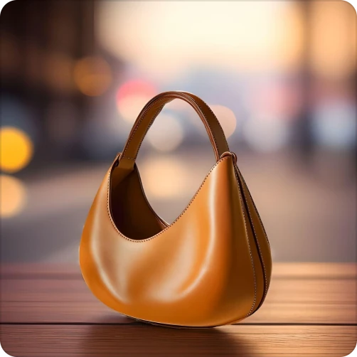 display brown tote bags on a roadside table with sunset