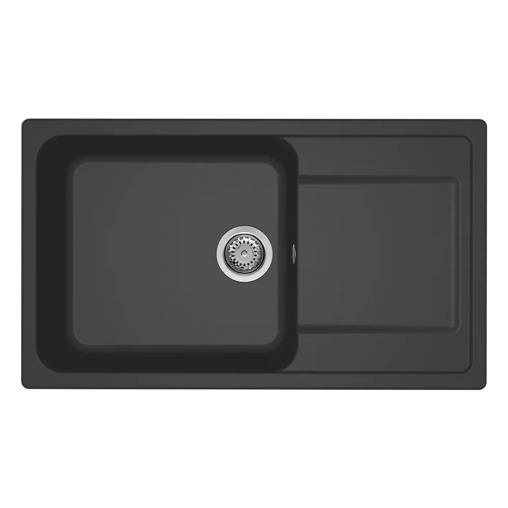 Elleci lavello da cucina 1 vasca con gocciolatoio 86x50cm in granitek antracite installazione sopratop | Life 410 Elleci lavello da cucina 1 vasca con gocciolatoio 86x50cm in granitek antracite installazione sopratop | Life 410
