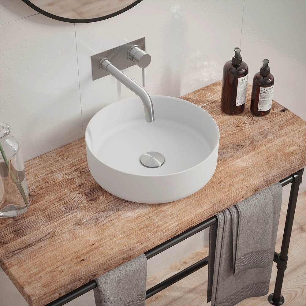 Lavabo da appoggio tondo 36x36x12 cm Bianco Lavabo da appoggio tondo 36x36x12 cm Bianco