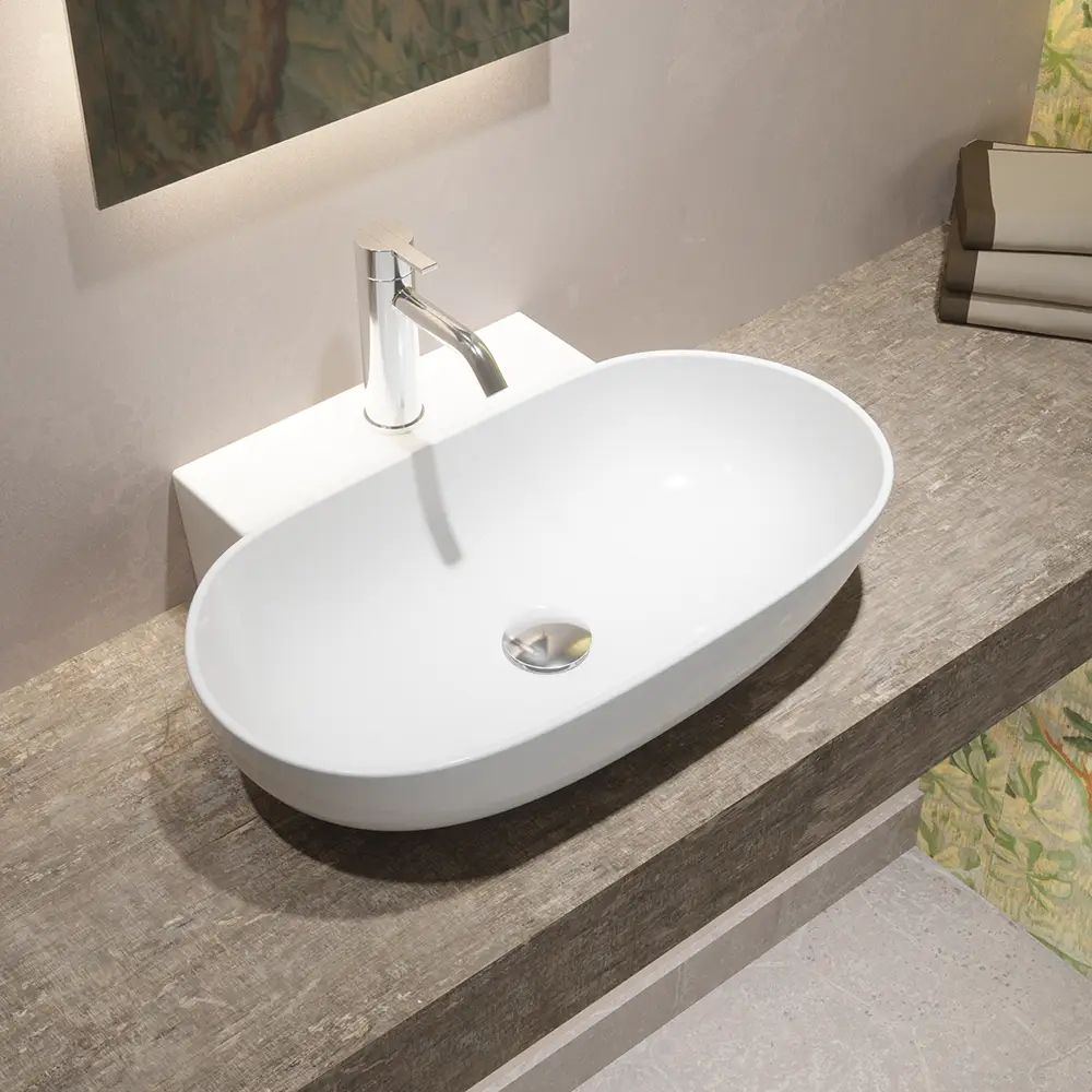 Lavabo da appoggio ovale 56x40x12,5 cm Bianco Lavabo da appoggio ovale 56x40x12,5 cm Bianco