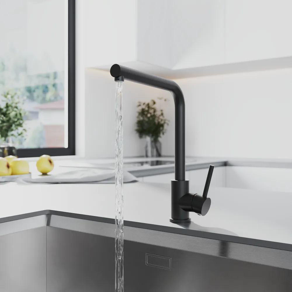 Miscelatore lavello cucina orientabile in acciaio inox nero opaco | Zenzero Miscelatore lavello cucina orientabile in acciaio inox nero opaco | Zenzero