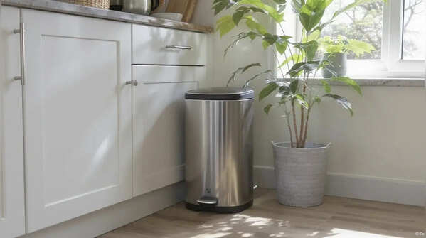 Place kitchen dustbins near cooking surfaces, but not close to food