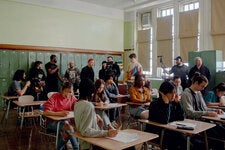 “Rosemead” is set in California but was mostly filmed in New York. The director Eric Lin, center back, with cast and crew at Grover Cleveland High School in Queens.