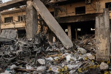 A man surveys the destruction left by an Israeli airstrike in Baalbek, Lebanon, on Wednesday.