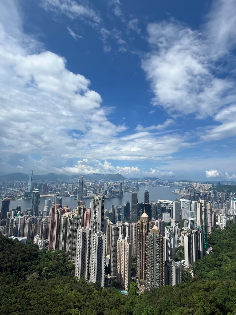 每年约有700万游客乘缆车来太平山顶，从这里俯瞰香港的海滨美景。