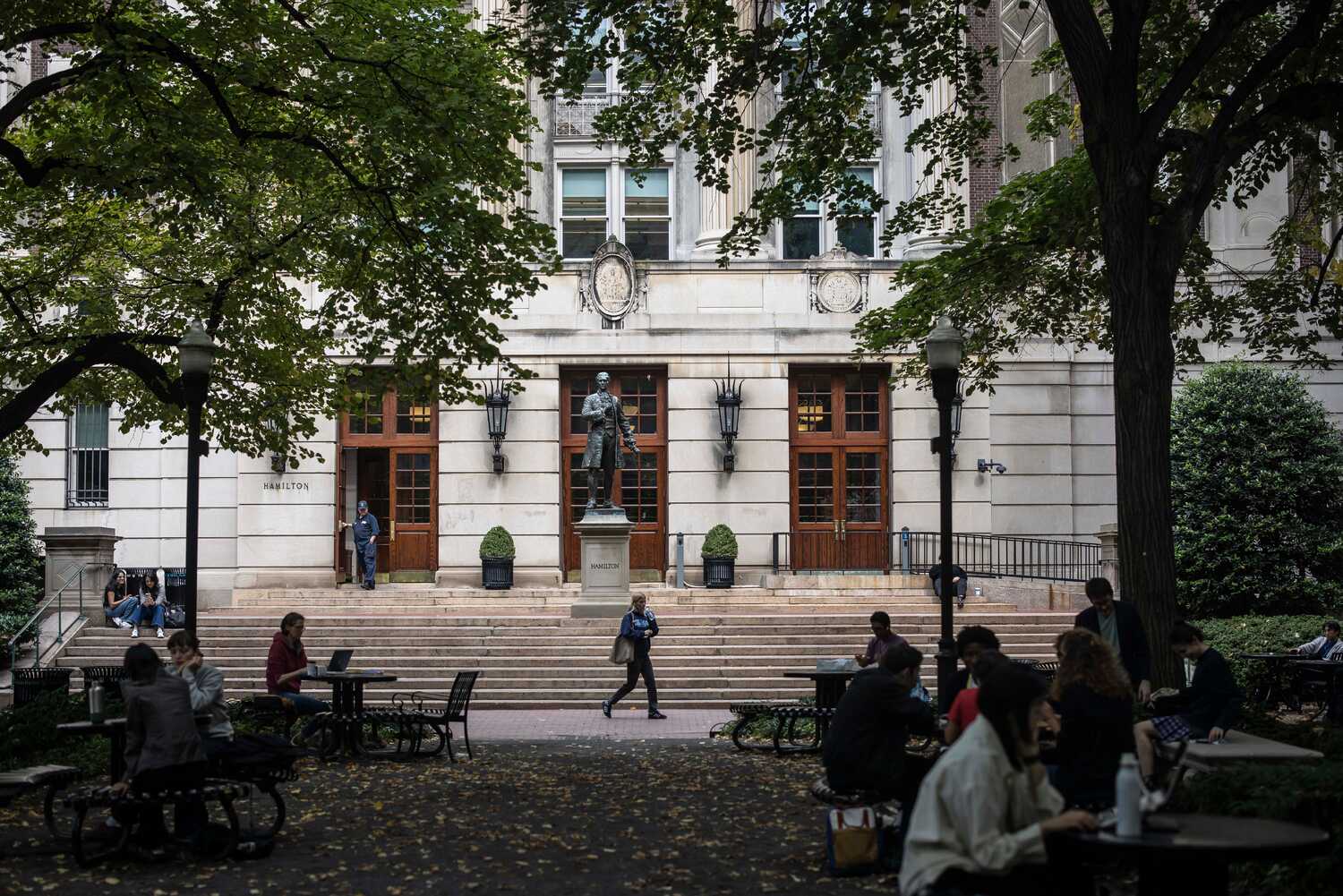 Hamilton Hall at Columbia University on Oct. 1. The building was occupied by dozens of protesters in April.