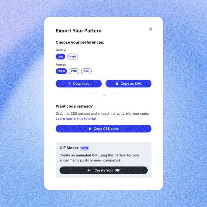 Rich Export Options with MagicPattern