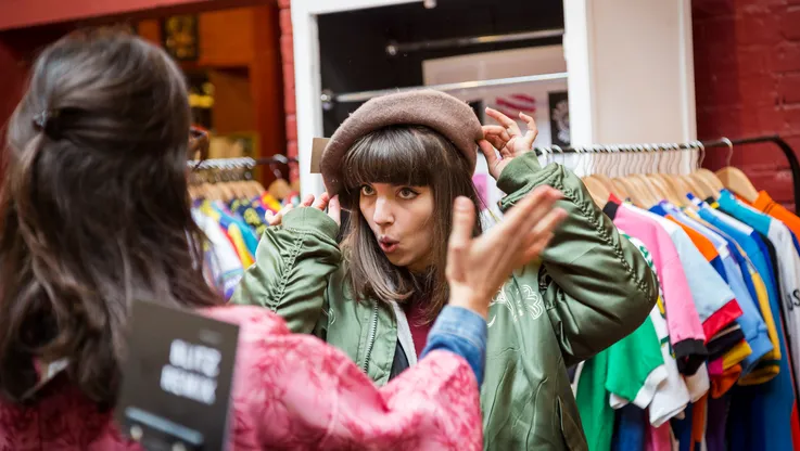 trying on hats