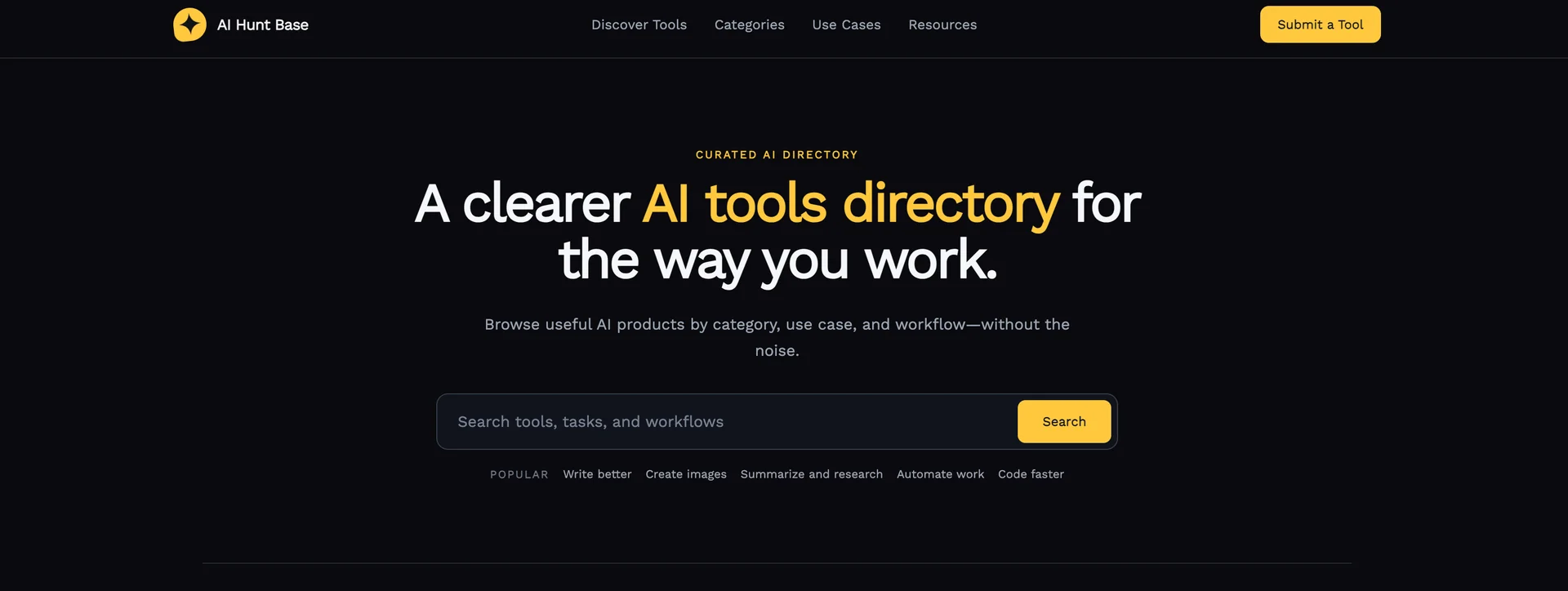 AI Hunt Base – Discover and compare AI tools by category and use case.