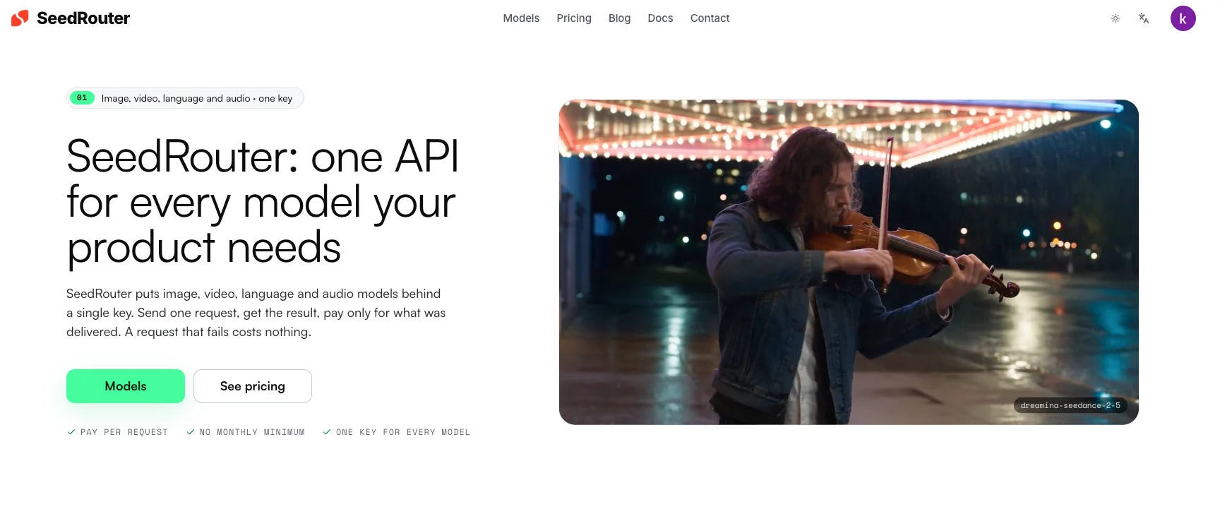 seedrouter – AI model API gateway with pay-per-result pricing