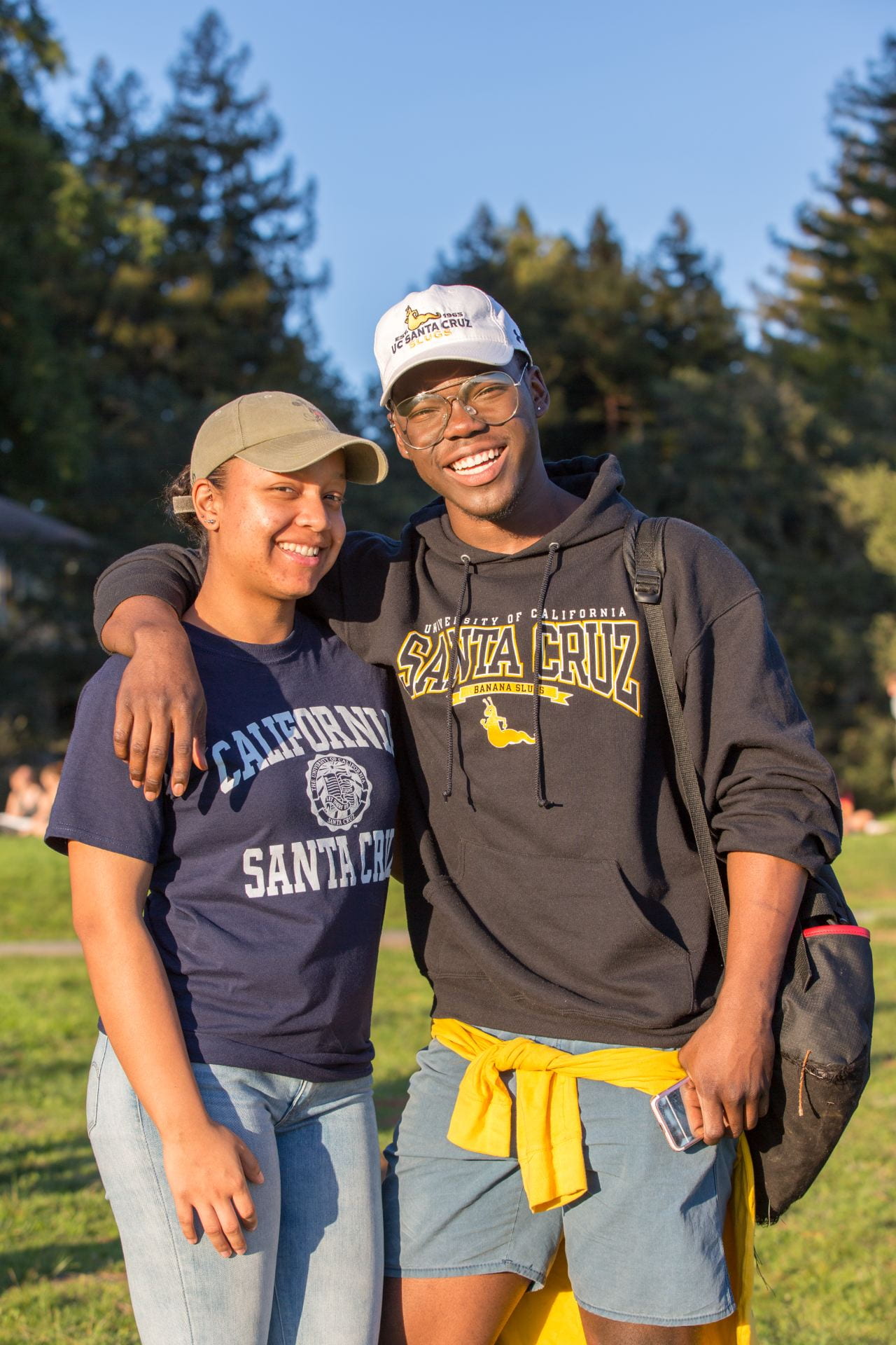 Two students smiling