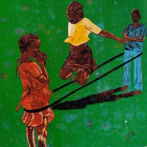 "Bladdaa" - Childhood Memories (Woodcut Print on Paper) + Upcycled Fridge Magnet