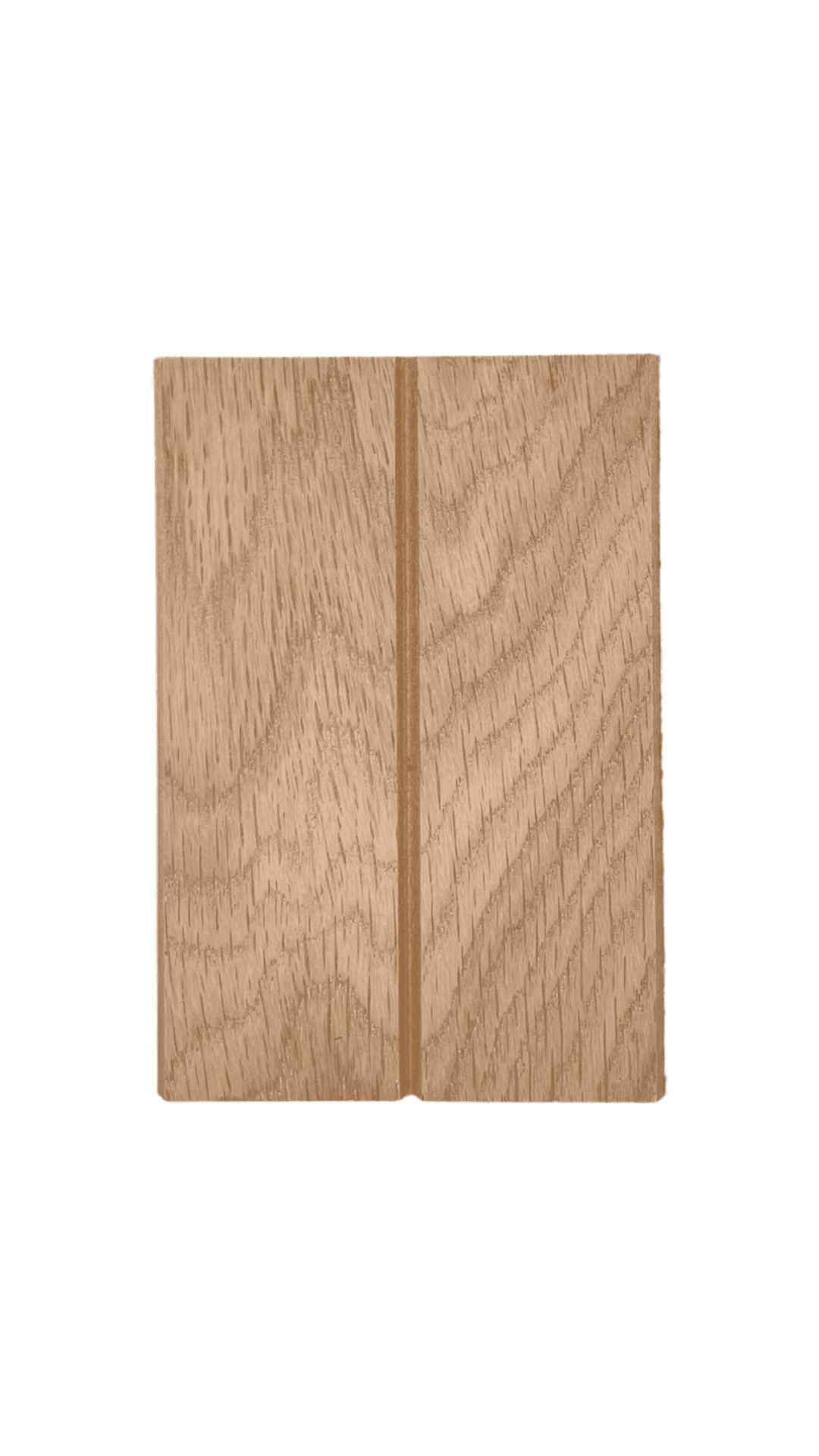 Light brown flexible wood tambour panel with a central vertical groove, displayed on a white background, ideal for modern interiors. | Custom tambour and architectural wood specialists