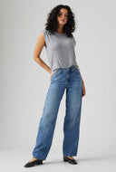 Baggy dad linen + denim jeans 34