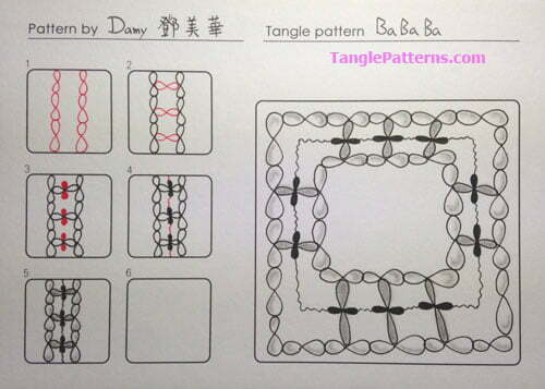 How to draw the Zentangle pattern BaBaBa, tangle and deconstruction by Damy (Mei Hua) Teng. Image copyright the artist and used with permission, ALL RIGHTS RESERVED. How to draw the Zentangle pattern BaBaBa, tangle and deconstruction by Damy (Mei Hua) Teng. Image copyright the artist and used with permission, ALL RIGHTS RESERVED.