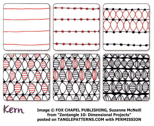 How to draw the Zentangle pattern Kern, tangle by and deconstruction by Suzanne McNeill. Image copyright the artist and used with permission, ALL RIGHTS RESERVED. How to draw the Zentangle pattern Kern, tangle by and deconstruction by Suzanne McNeill. Image copyright the artist and used with permission, ALL RIGHTS RESERVED.