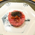 東京肉しゃぶ家 - 但馬玄タルタル、ももオレンジドライフルーツ、ベルーガキャビア