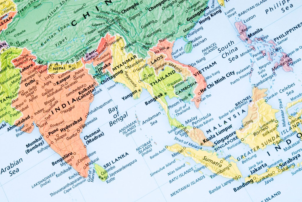 India and Malaysia regional map