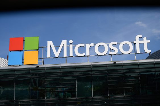 Microsoft signage is being pictured in Warsaw, Poland, on June 26, 2024.