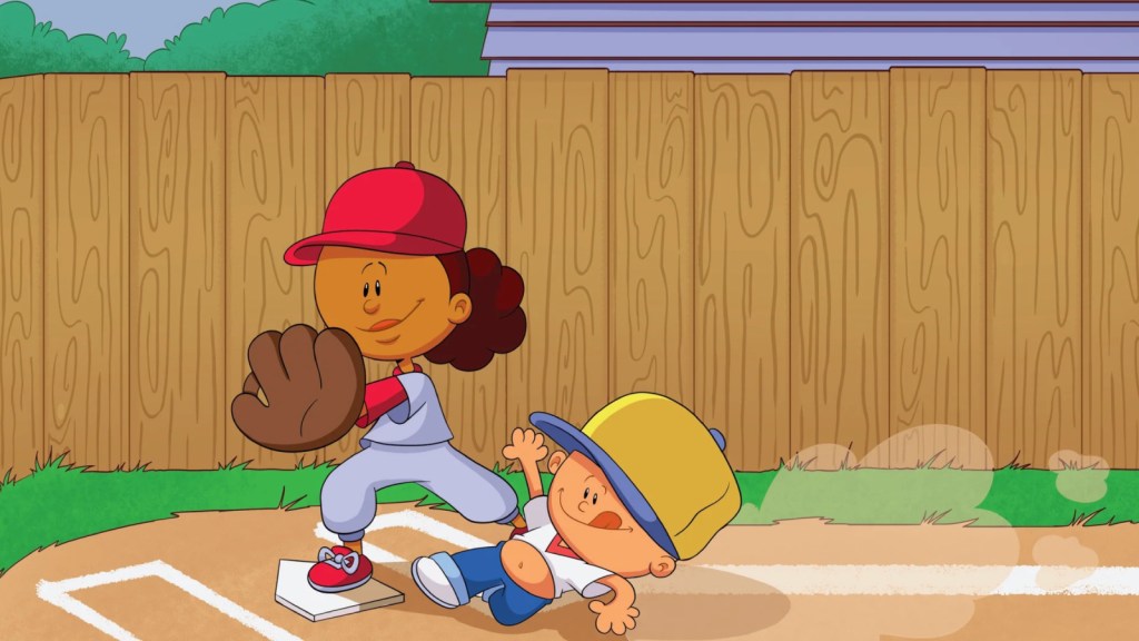 scene from Backyard Baseball - a play at the plate