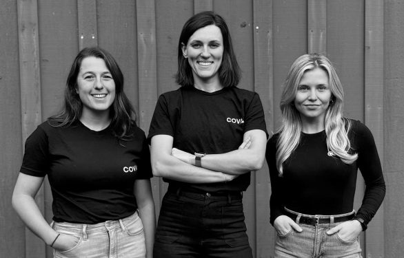 Image of the Coval team with Brooke Hopkins in the center.