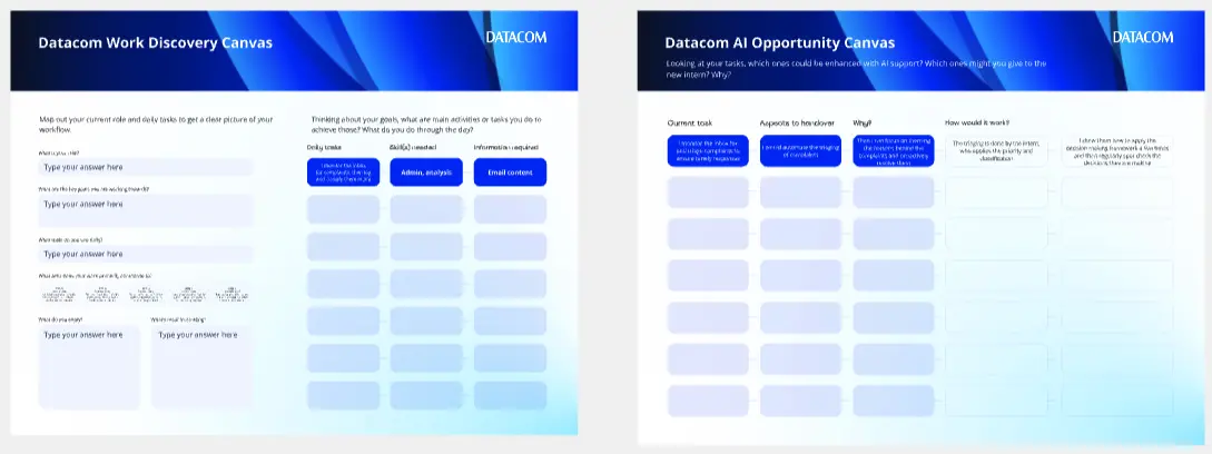 Template cover of Datacom Work Discovery & AI Opportunity Canvas