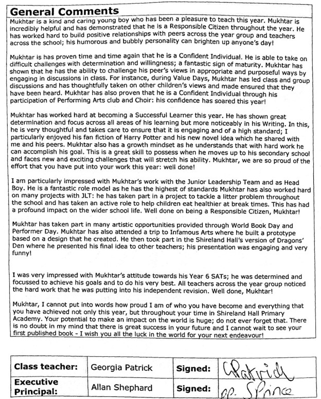 last school report