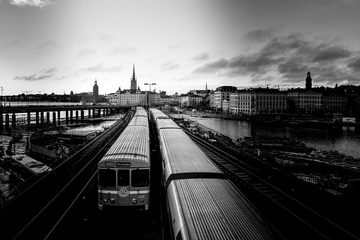 train black and white image