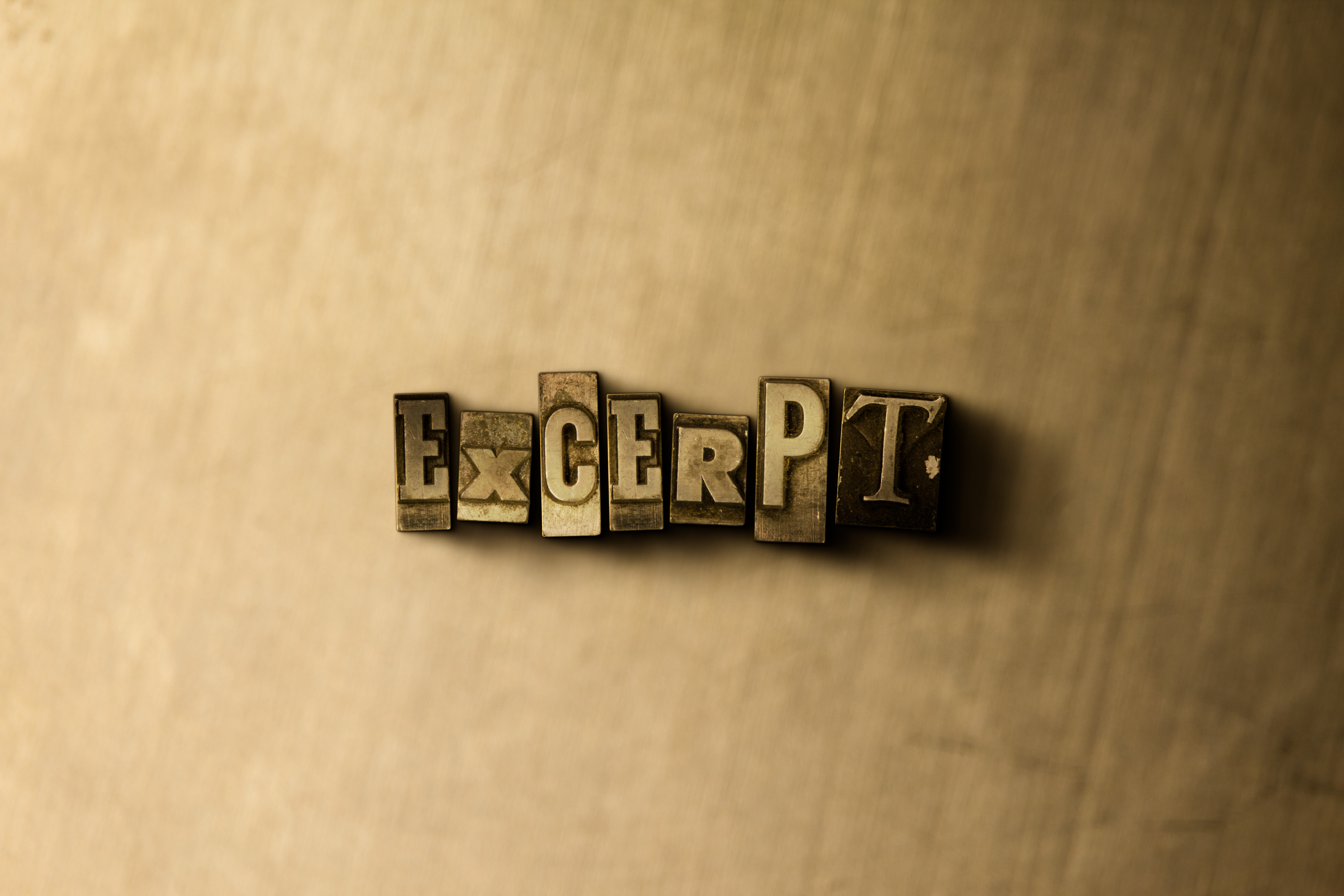 EXCERPT - close-up of grungy vintage typeset - 3D rendered