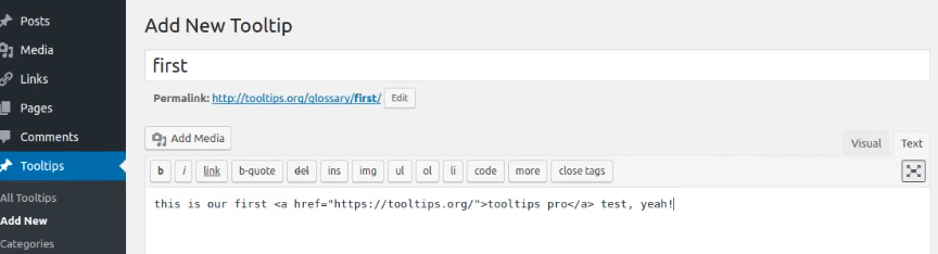 Add new wordpress toolip