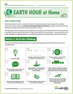 Earth Hour at Home e-learning worksheet