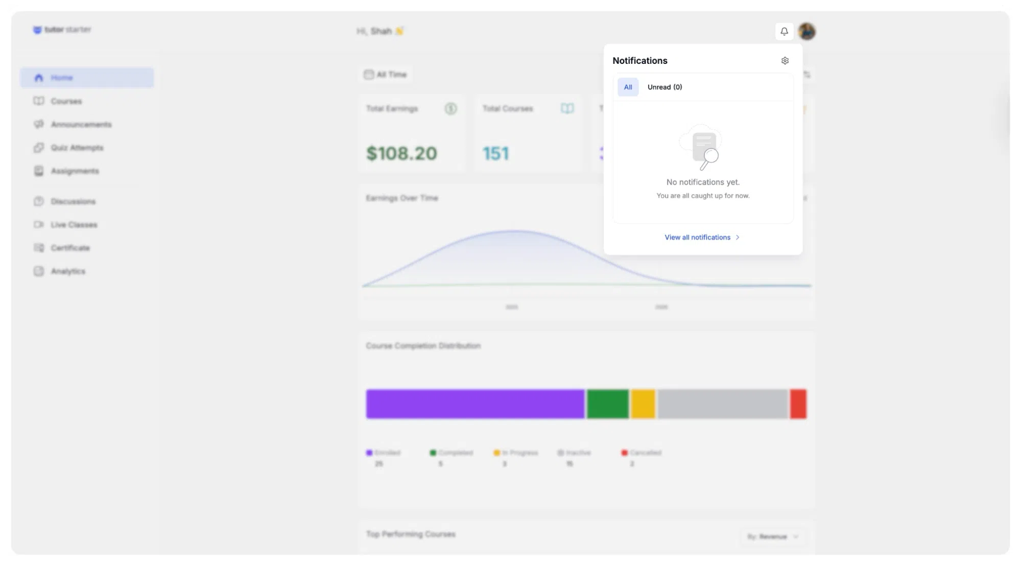 Instructor Notification Panel