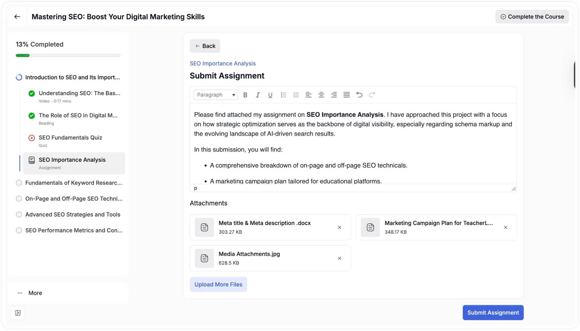 Tutor LMs- Submitting an Assignment