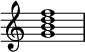 
{
\override Score.TimeSignature #'stencil = ##f
\relative c'' {
   \clef treble 
   \time 4/4
   \key c \major
   <g b d f>1
} }
