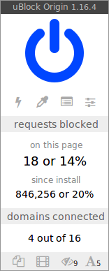 Меню UBlock Origin