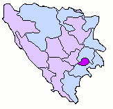 ボスニア・ヘルツェゴビナ内のボスニア＝ポドリニェ県の位置