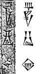 Inscription 𒈗𒀕𒆠, Lugal Unugki, "King of Uruk" on the tablet of Sîn-gāmil.[9]