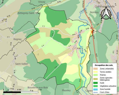 Carte en couleurs présentant l'occupation des sols.