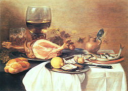 Pieter Claesz, Nature morte avec un verre roemer, 1645.