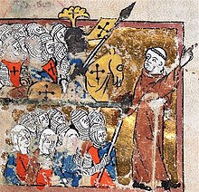 14th-century miniature of Peter the Hermit leading the People's Crusade