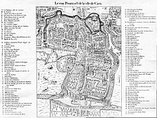 Le vray Pourtraict de Caen en 1575 par François de Belleforest.