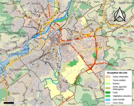 Carte en couleurs présentant l'occupation des sols.